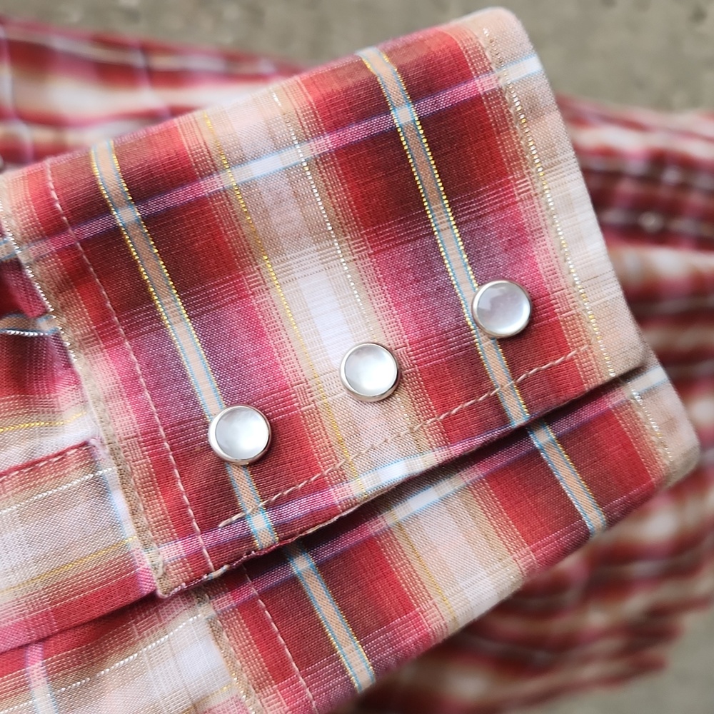 Men's Western Red Plaid Shirt - Picture 6 of 14